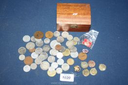 A small box of foreign coins; France, U.A.