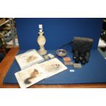 A small quantity of miscellanea including a cased pair of Mark Scheffel 20 x 50 binoculars,