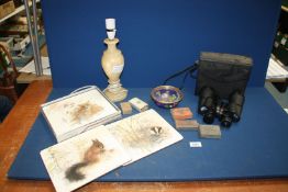 A small quantity of miscellanea including a cased pair of Mark Scheffel 20 x 50 binoculars,