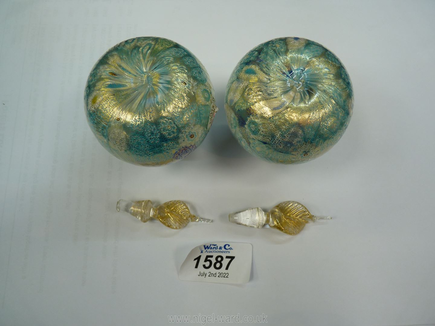 A Mdina glass bowl in amber with turquoise swirls inscribed to base with signature and dated 1975 - Image 6 of 10