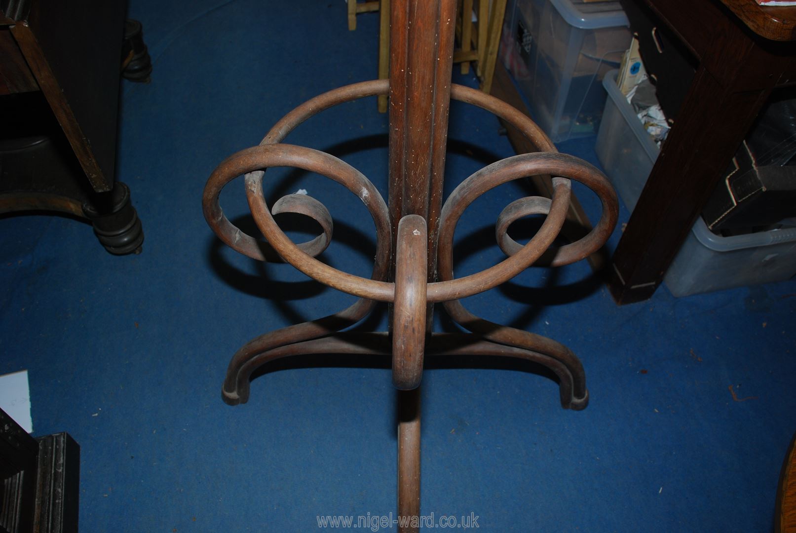 A bentwood Hat and coat Stand surmounted by a turned and lobed finial and with a maker's label "B. - Image 2 of 2