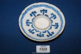 A rare Italian Savona Majolica blue and white trembleuse saucer, mark for Ginolanio Salomiri,