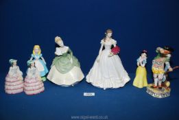 A quantity of figurines including a Royal Crown Derby 'Five' XL11 figure of a man in period dress,