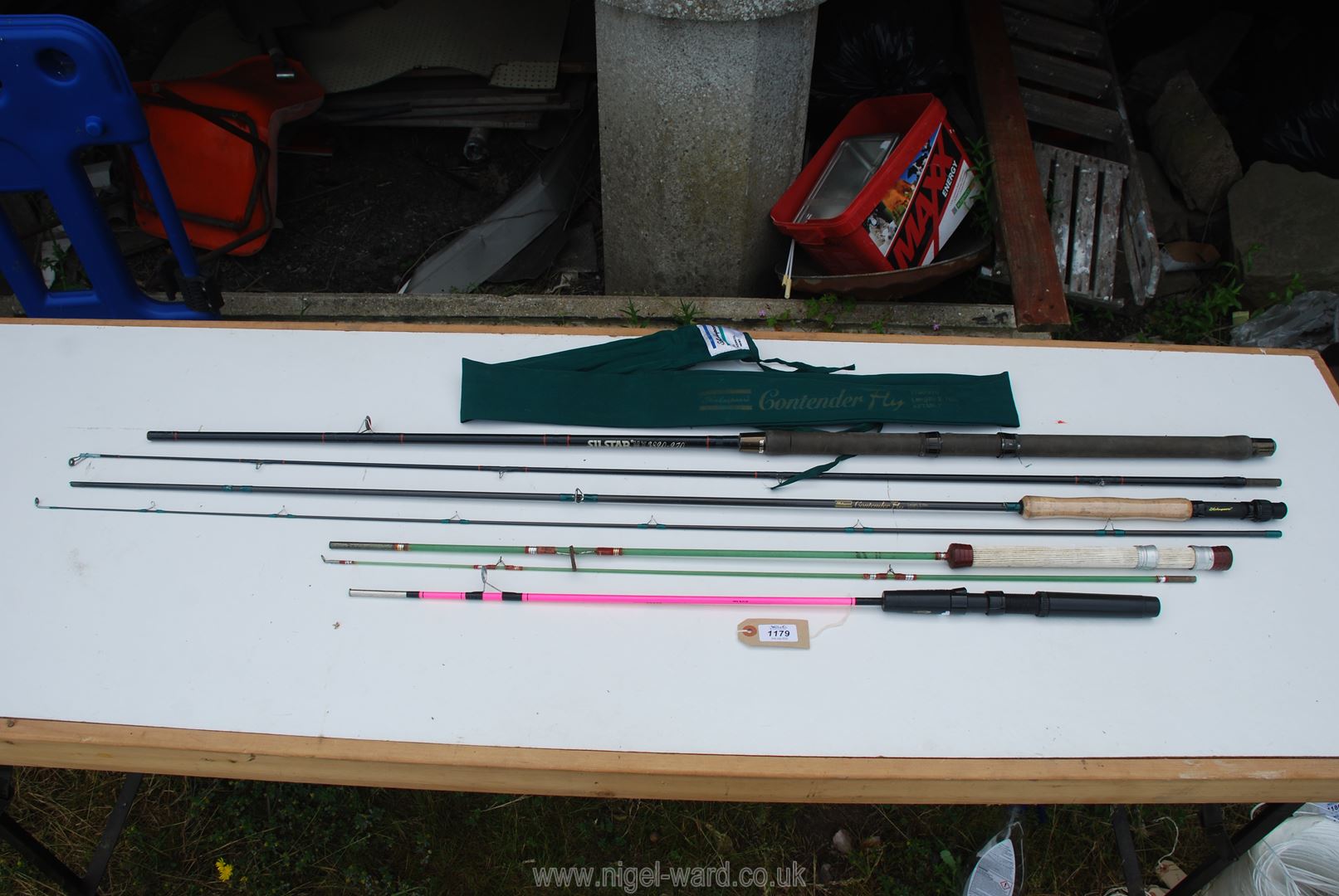 Three Fishing Rods including 'Silstar' 2.7 metre composite rod, 'Shakespeare Contender' 2.