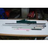 Three Fishing Rods including 'Silstar' 2.7 metre composite rod, 'Shakespeare Contender' 2.