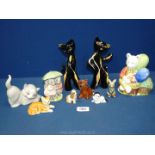 A quantity of animal figurines including Royal Albert 'Goody & Timmy Tiptoes',