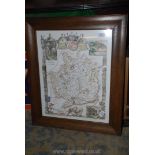 A framed hand coloured map of Monmouthshire, 22 1/2" x 27".