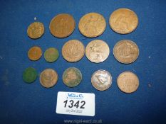 A small quantity of English pre-decimal coinage: pennies, halfpennies, farthings, etc.