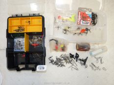 Two Tackle Boxes and contents of swivels, hooks and some sea lures.