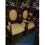 A pair of Mahogany framed open armed Hall Armchairs having bead details to the arms and top rail,