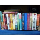A box of hardback novels by Lindsey Davies.