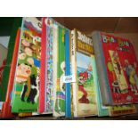 A quantity of children's books to include; Bobby Bear Annual, Asterix, Banza's Annuals,