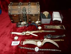 A quantity of miscellaneous ladies wristwatches and a Fossil watch.