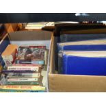 A box of paperback novels including; Sylvester by Georgette Heyer, Beano and Thunder Annual, etc.