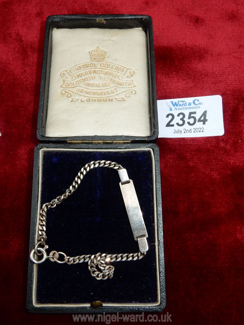 A slim silver Identity bracelet, 7 1/4" long. 5.7 gms approx. - Image 2 of 2