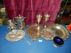 A quantity of miscellaneous silver plate, including miscellaneous trays one being galleried,