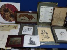 A quantity of prints to include Basset Hounds by Cecil Aldin ''The coursing code'',