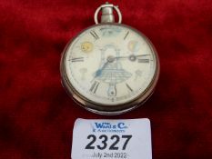 A silver Verge Pocket Watch, London 1801, front wind with a Masonic dial, by Ben Lautier of Bath,