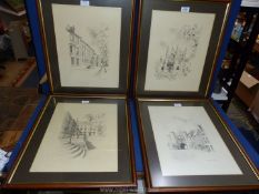 Four framed Prints of local interest including ''Edgar Street'', ''Worcester Cathedral'',