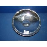 A signed Keswick School of Industrial Art stainless steel Dish in hammered finish, 9'' diameter.