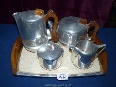 A 1950's Picquotware Teaset on matching tray.