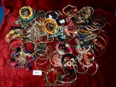 A good quantity of Costume Jewellery including bracelets, bangles and cuffs, beaded, white metal,