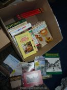 A box of books on cookery and Hereford plus Hereford in old picture postcards signed by artist