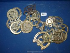 Two bundles of Horse brasses including Sixpence, Huntsman, Horses, Robin Hood etc.