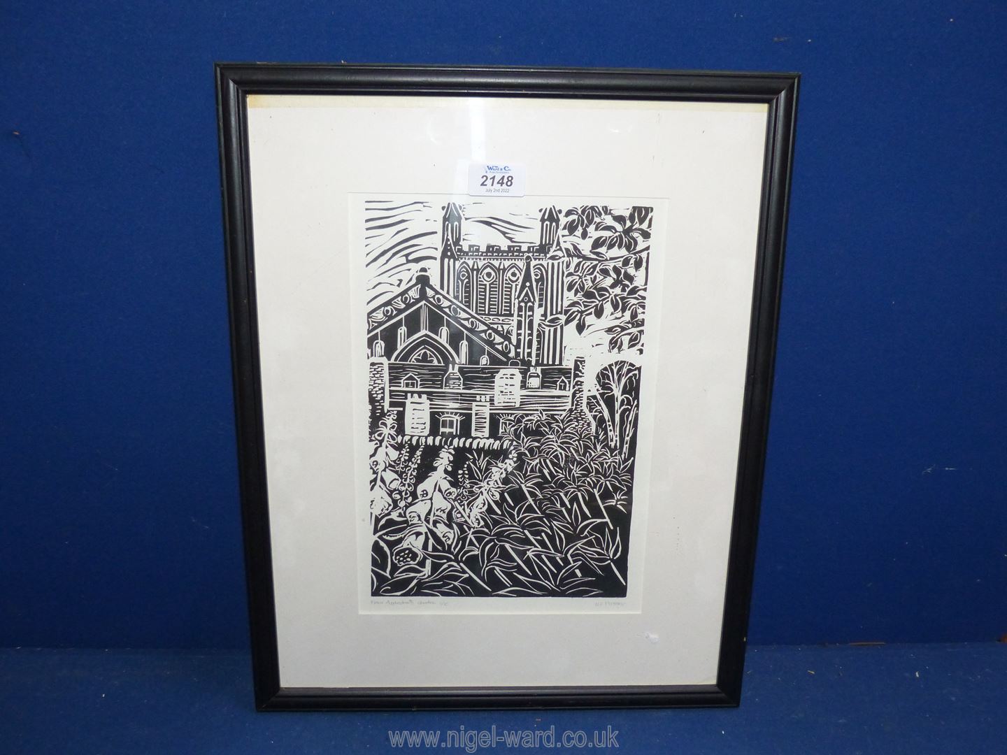 A framed woodblock limited Edition Print titled 'From Applestore's Garden', no.