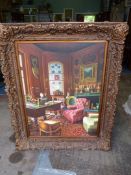 A contemporary Oil on canvas of an interior scene, 47 1/2" x 35 1/2'' wide,