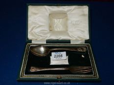 A Silver spoon, London 1900 and a silver fork, Sheffield 1929, maker Roberts and Belk.