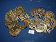 Two bundles of Horse brasses including Miner, Heart, Shakespeare, Thistle etc.