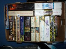 A box of hardback novels including; Philippa Gregory, Colleen McCullough, James Holland, etc.