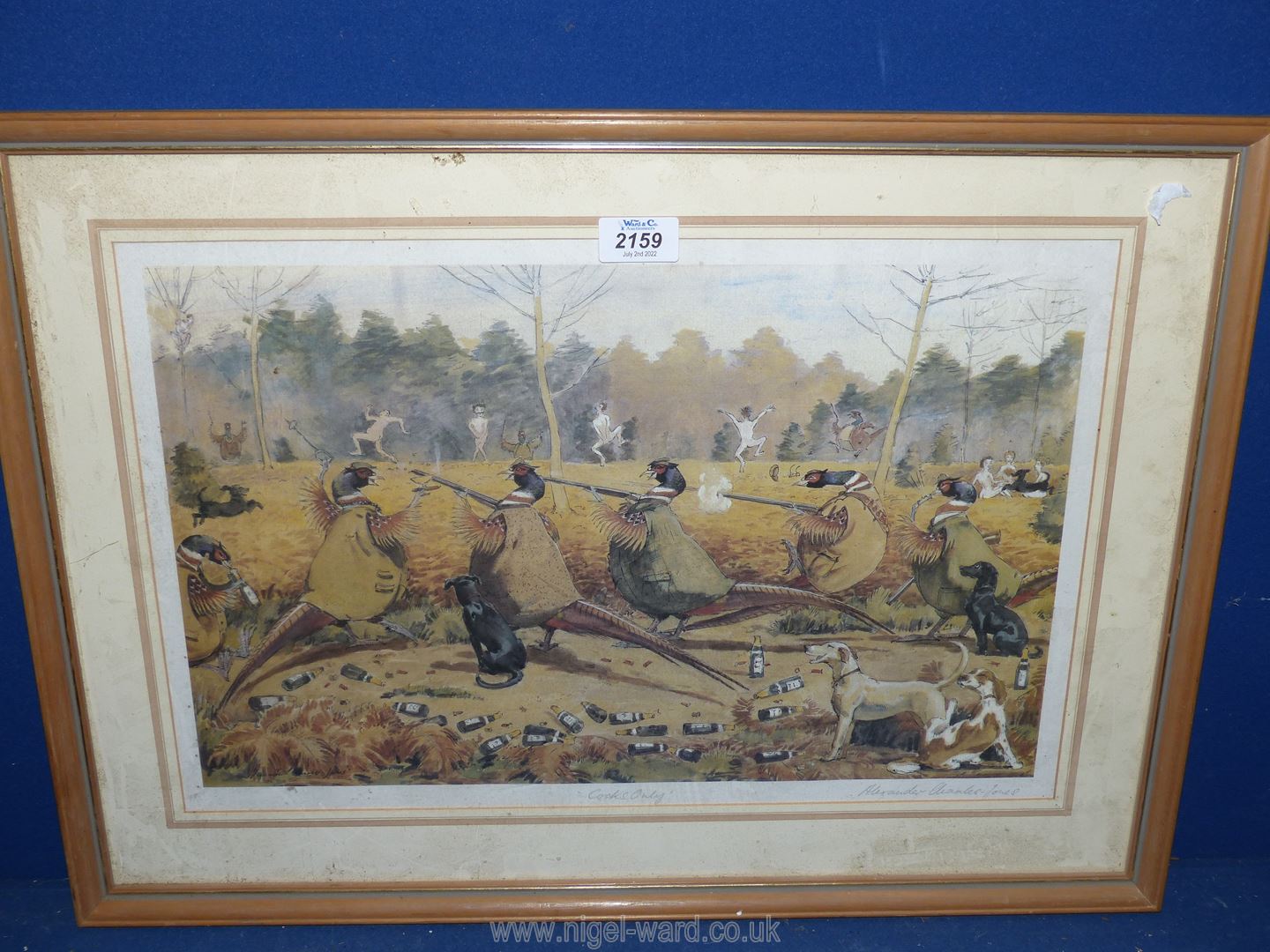 A framed and mounted Alexander Charles-Jones shooting Print, 24" x 17 1/4".
