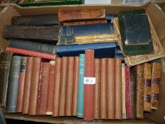 A box of books to include; 10 volumes of The Works of Shakespeare, Keats, Burns, etc.