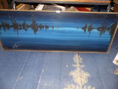 A large Oil on board of city scape by W.R. Holmes 62" x 22 3/4".