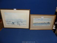 A framed and mounted Watercolour depicting a seascape, signed lower right Elizabeth Hann 1989,