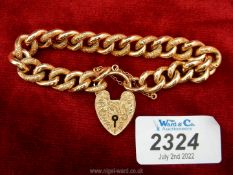 A 9ct gold bracelet with padlock, makers W.H.W. Ltd. (maker of Rolex watch parts in the past), 23.