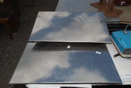 A pair of stainless steel splash backs, 27" x 18".