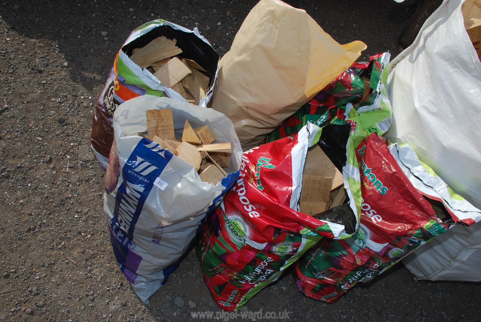 Six bags of small hardwood offcuts.