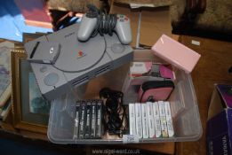 A Sony Play Station console including games and controller and DS Lite with games.