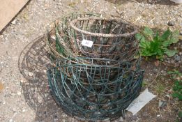 A quantity of flower baskets.