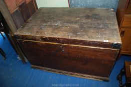 A very large wooden chest and contents 44" wide x 27 1/2"deep x 28" high.