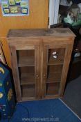 A small glazed cupboard with 2 shelves 28" wide x 10" x 39 1/2" high.