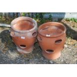 Two large terracotta strawberry planters 14" x 12".