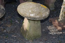 A Staddle stone - approx. 20" high x 19" diameter (11" square base).