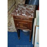 A marble topped pot table 14" square x 32 1/2" high.