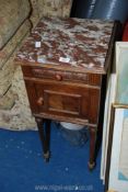 A marble topped pot table 14" square x 32 1/2" high.