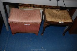 A Lloyd Loom style laundry box and a stool for restoration.