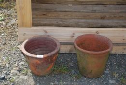 Two terracotta pots.